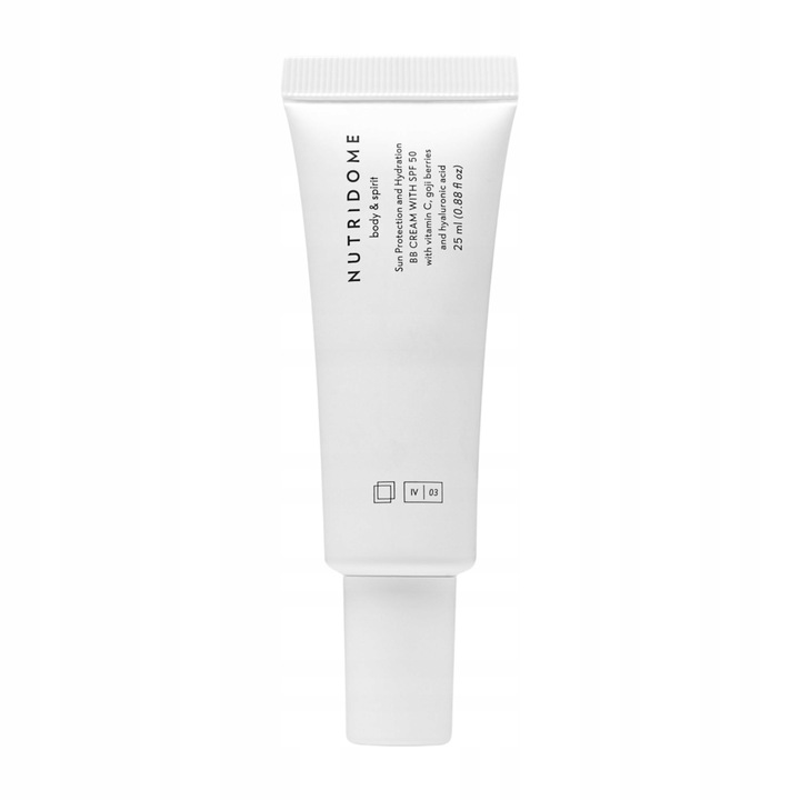 BB крем, Nutridome, овлажняващ spf 50 с хиалуронова киселина и витамин С, 01 Слонова кост, 25 мл