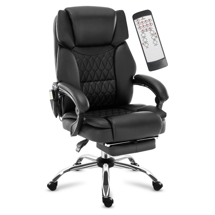 Офис стол Mark Adler Boss 6.0, Поставка за крака, Въртене на 360°, черен, 120 cm