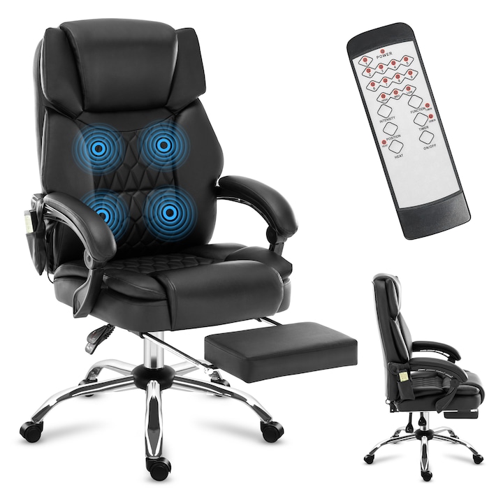 Офис стол Mark Adler Boss 6.0, Поставка за крака, Въртене на 360°, черен, 120 cm