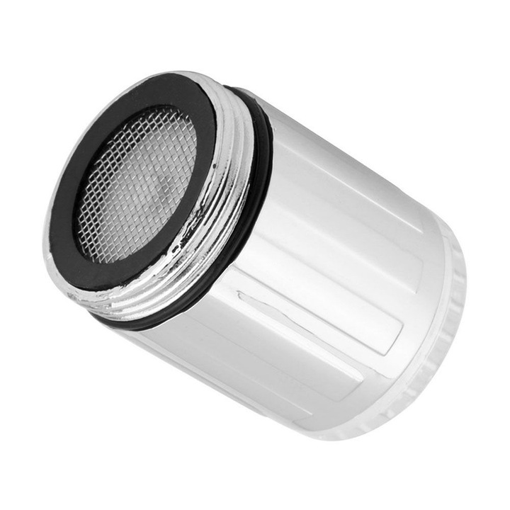 Cap De Robinet EDAR cu Filtru si LED, Activare Automata, Lumina Colorata, Garnitura cu Sita Inlusa, Argintiu