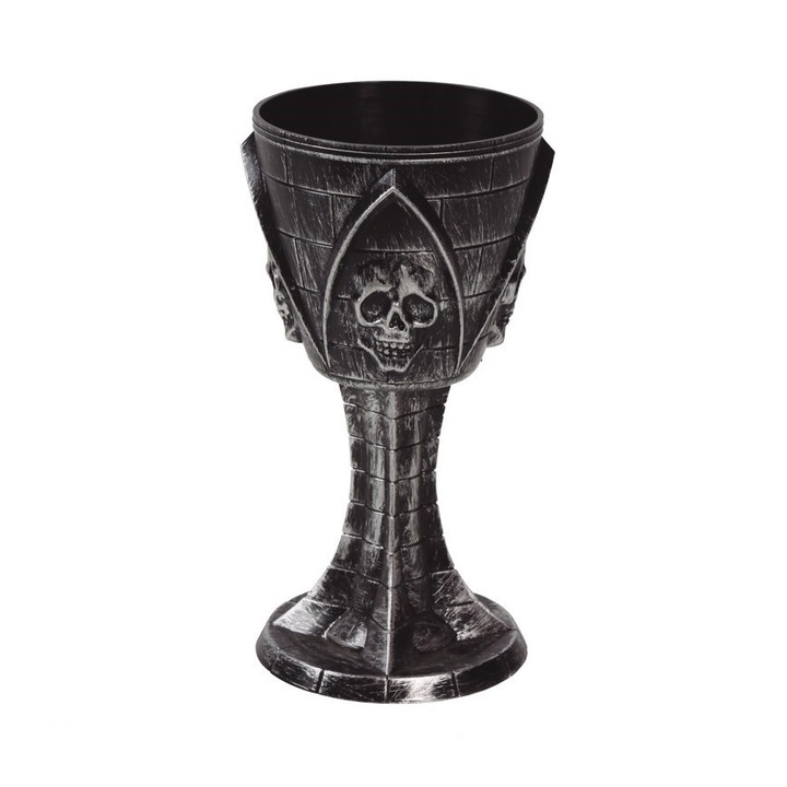 Pahar gotic Halloween, Fiestas Guirca, Plastic, 19 cm, Negru/Gri