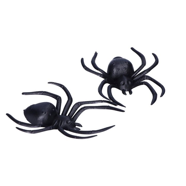 Paianjen artificial negru cu sclipici de Halloween, Fiestas Guirca, 2 buc