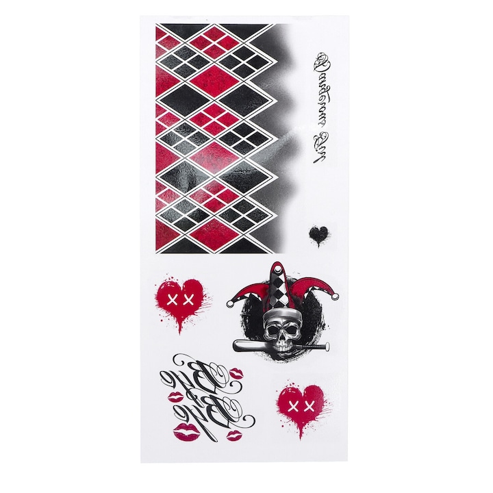 Tatuaje lavabile pentru halloween, Joker, Multicolor