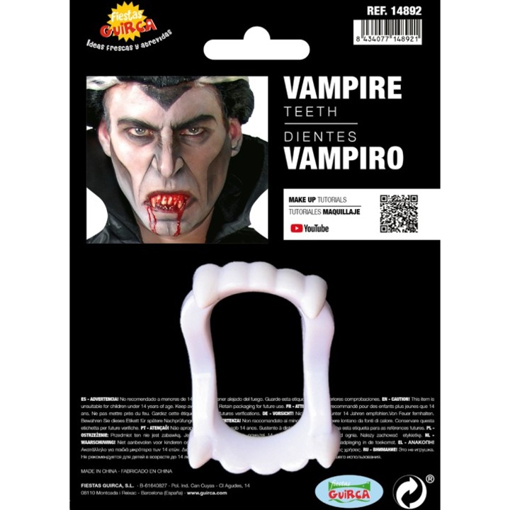 Dinti albi de vampir, Fiestas Guirca, Plastic, Alb
