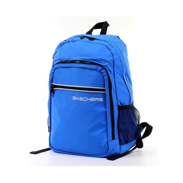 Rucsac Skechers Athletic pentru laptop de 15,6 inch, compartiment pentru laptop, buzunar frontal cu fermoar, buzunar interior pentru chei, bretele reglabile, albastru, stoc