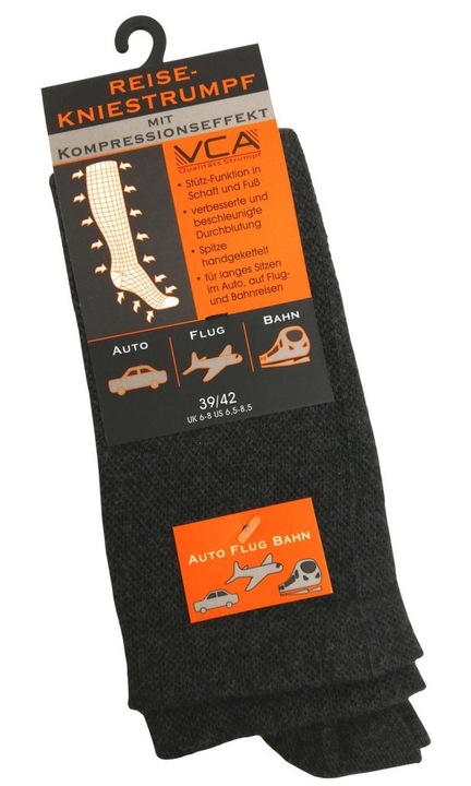 Sosete compresie dama, VCA, Bumbac/Poliamida/Elastan, Gri, Gri, 39-42