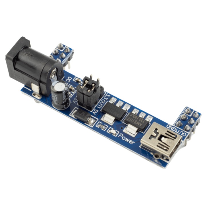 Захранващ модул за миниатюрни платки MB102, 3.3V / 5V