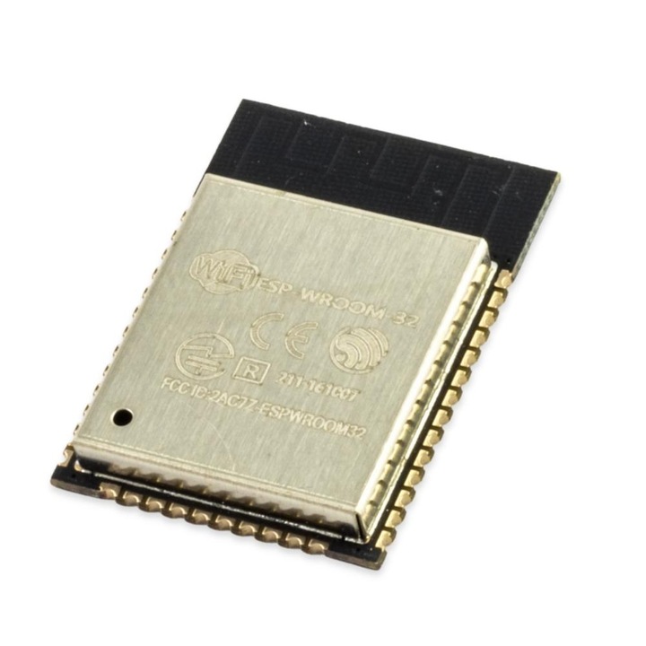 ESP32-WROOM-32 Модул, WiFi/Bluetooth, 4 MB, 80-240 MHz, Метален, 25.5x18x3 mm, Черен/Златист