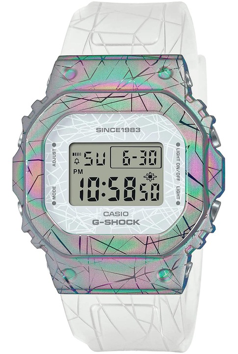 Дамски часовник Casio G-Shock, Подсветка, 20 ATM, Хронометър, Неръждаема стомана/Каучук, Многоцветен
