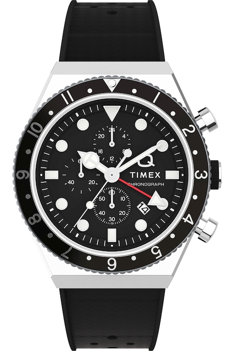 Мъжки часовник, Timex, Неръждаема стомана/Каучук, Водоустойчив, Черен, 40 mm