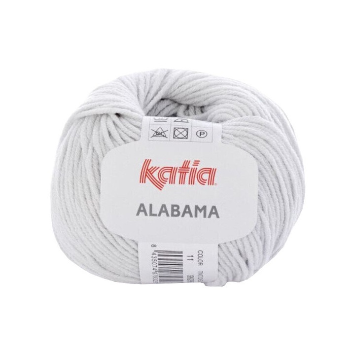 Fir textil pentru tricotare/crosetare, Katia, Alabama, Bumbac/Acril, 105 m, 11 Gri deschis