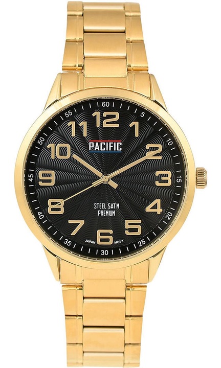 Мъжки часовник, Pacific, Кварц, Водоустойчив, Неръждаема стомана, Злато