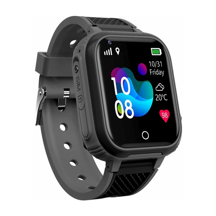 Smartwatch, Pacific, Rezistent la apa, Silicon, Negru
