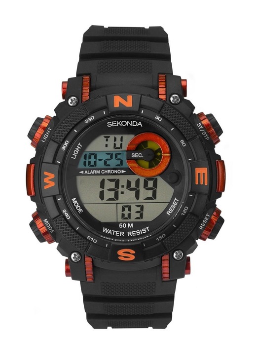 Смарт часовник Sekonda, Водоустойчив, Силикон, Черен