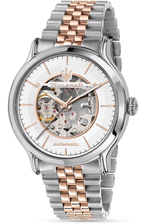 Мъжки часовник, Maserati, Автоматичен, Водоустойчив, Неръждаема стомана, Сребро/Розово злато