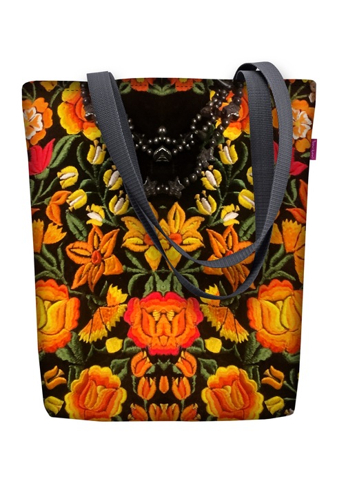 Geanta de umar, Shopper, Bertoni Sunny Cancun, cu fermoar, cu imprimeu 40 x 36, Multicolor