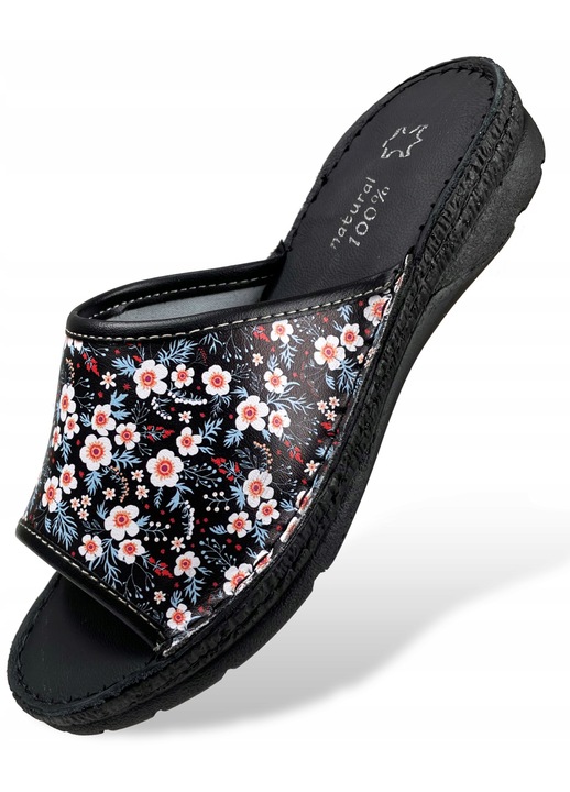 Papuci pentru Ligpoll, Piele naturala, Negru, 38