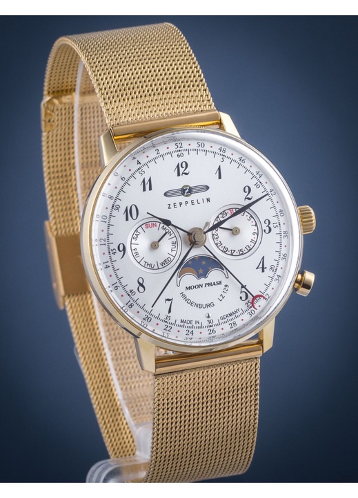 Zeppelin 7039M-1 LZ Hindenburg moonphase 36mm 3ATM