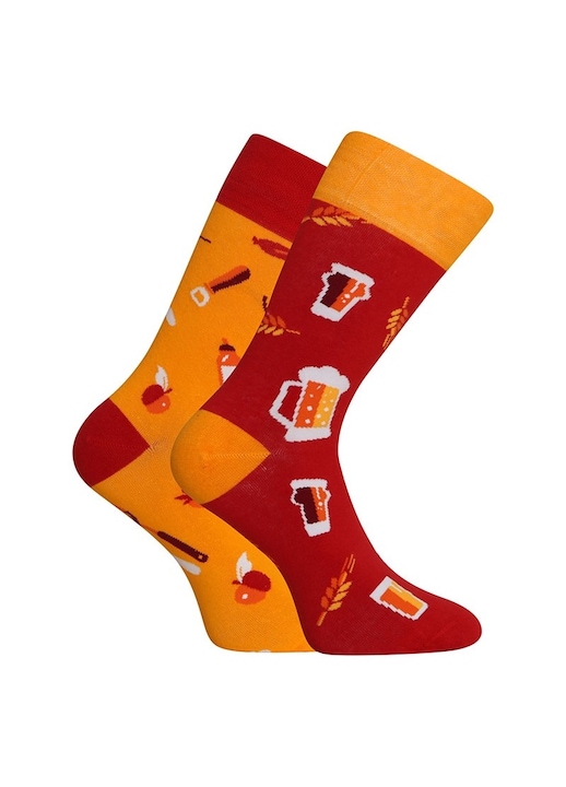 Sosete vesele pentru barbati, Dedoles, Beer and barbecue, Bumbac, Rosu/Portocaliu, 39 - 42 EU