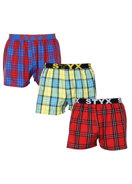 Set 3 perechi boxeri barbati, Styx, Bumbac, Multicolor, Multicolor