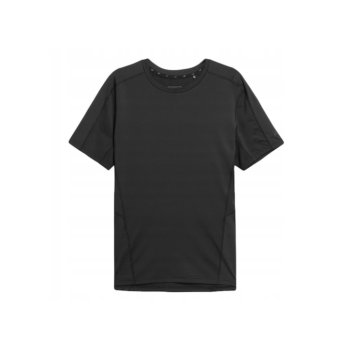 Tricou alergare barbati, 4F, M404, Poliester/Elastan, Negru, Negru