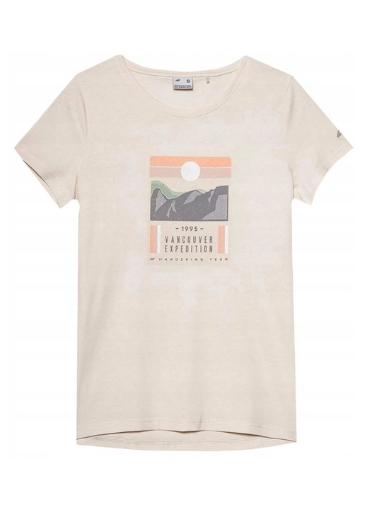 Tricou din bumbac pentru femei, 4F, bej, 1012530