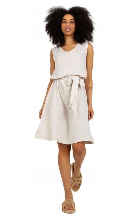 Rochie midi, Oh Bella, Bumbac, Bej, Bej