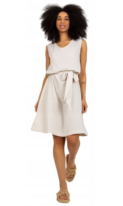 Rochie midi, Oh Bella, Bumbac, Bej, Bej