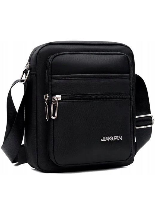 Férfi táska, Jingpin, Poliészter, 23x20x10 cm, Fekete
