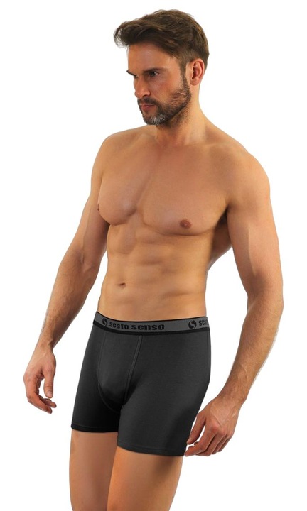 Lenjerie barbati, Sesto Senso, Bumbac, Negru, Gri grafit