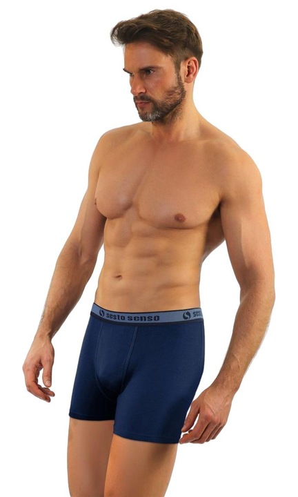 Lenjerie barbati, Sesto Senso, Bumbac, Negru, Bleumarin