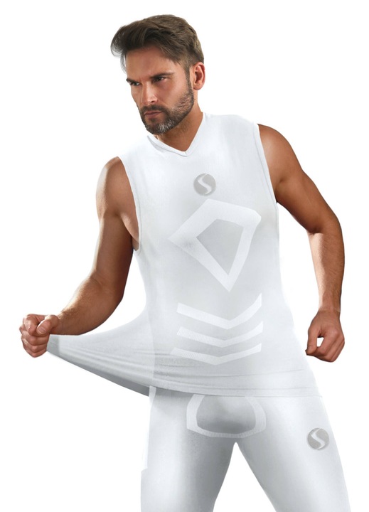 Maiou termoactiv pentru barbati, Sesto Senso, Poliamida, Alb, Alb