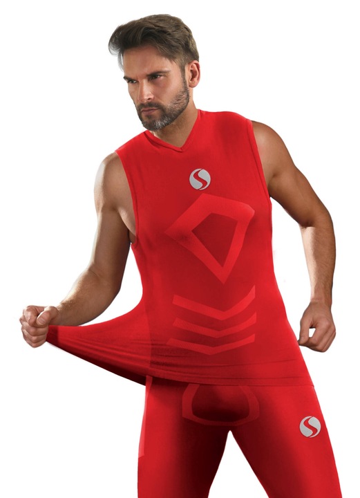 Maiou termoactiv pentru barbati, Sesto Senso, Poliamida, Rosu, Rosu