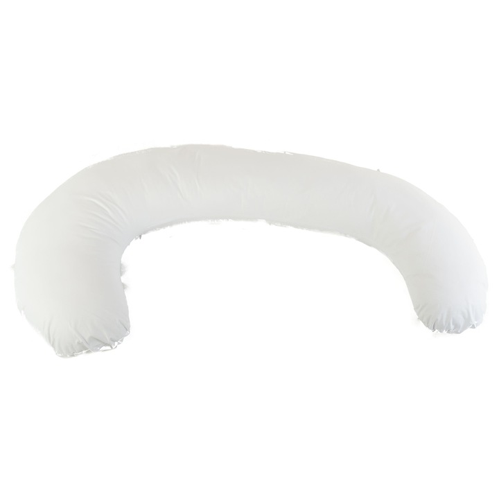 Perna gravide multifunctionala Bebedeco in forma literei C Husa alba - utila pentru toata familia