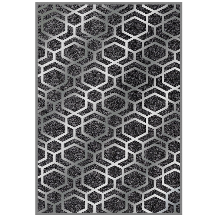 Килими Puzzle-home HM7677.31, Черен-сребрист, 120х170 см