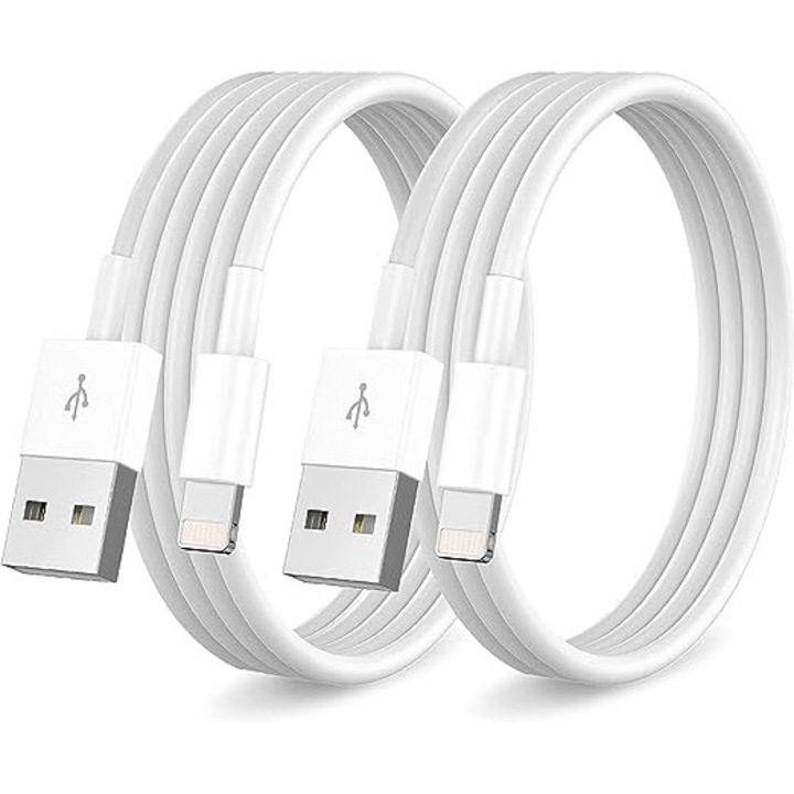 2 db adatkábel készlet, USB/Lightning, 1,5m/1m, fehér