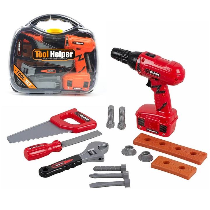 Geanta copii, Mester, Cu scule de constructie si surubelnita