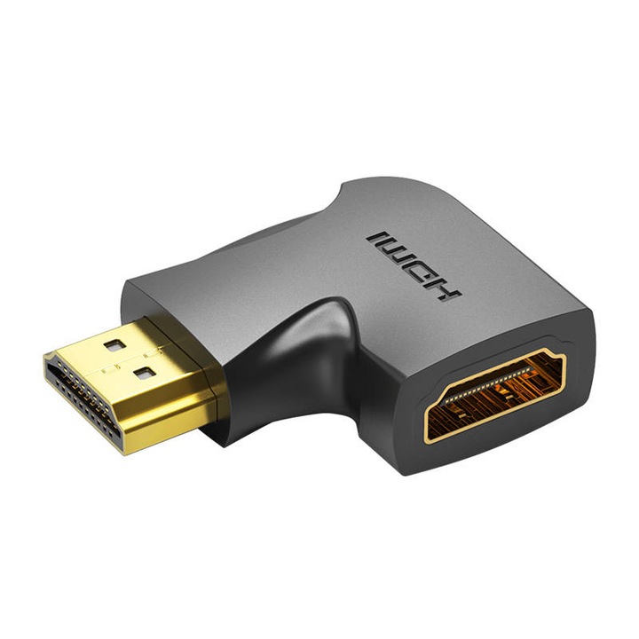 Szögletes HDMI adapter, Vention, 4K, 60 Hz, Fekete