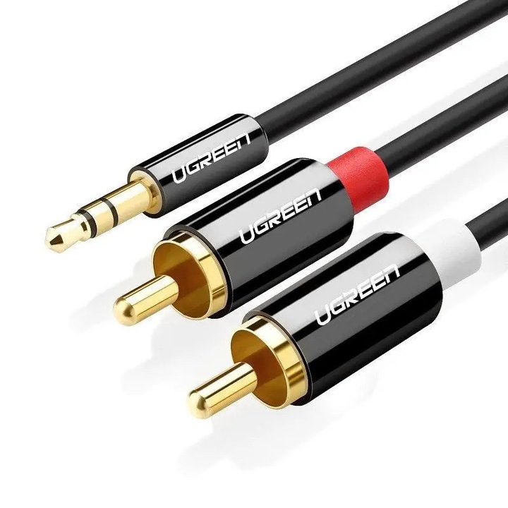 UGREEN Cablu jack de 3,5 mm la 2RCA (Cinch) 1m (negru)
