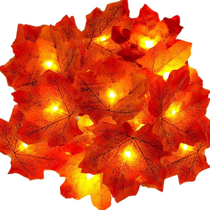 Juharlevél füzér QttvbTna, 30 LED, meleg fény, 3m