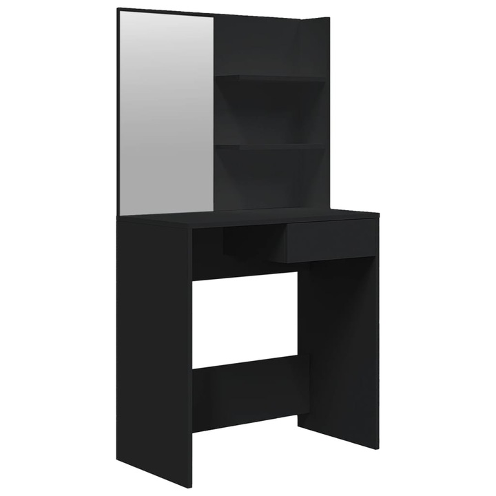 Masa de toaleta cu oglinda vidaXL, negru, 74,5x40x141 cm, 24.3 kg