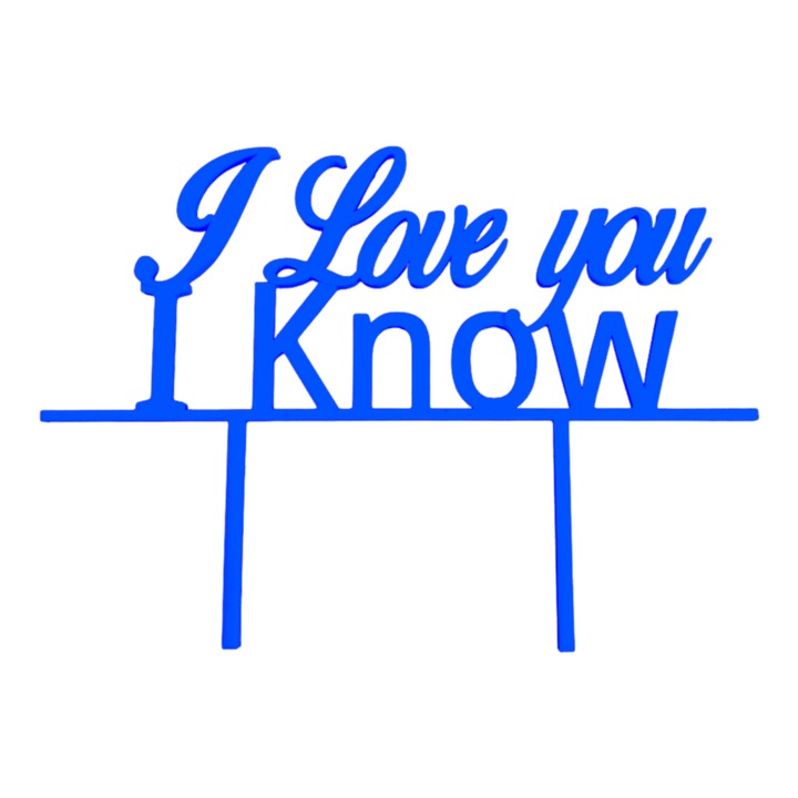 Decoratiune tort, "I LOVE YOU I KNOW" topper Star wars romance, iubire intergalactica 12,5 x 17,5 cm albastru
