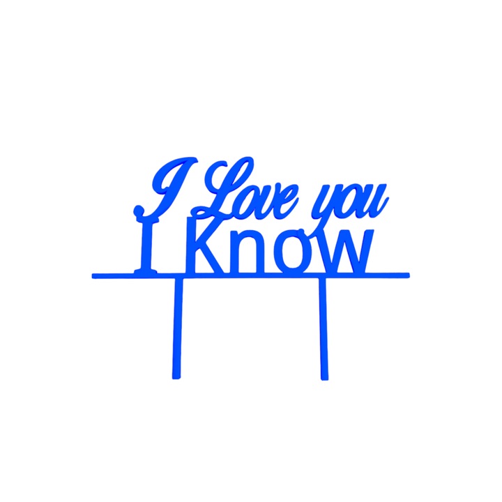 Tortadísz, "I LOVE YOU I KNOW" topper Star wars romance, intergalaktikus szerelem 12,5 x 17,5 cm kék