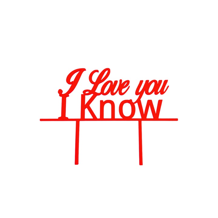 Tortadísz, "I LOVE YOU I KNOW" topper Star wars romantika, intergalaktikus szerelem 12,5 x 17,5 cm piros