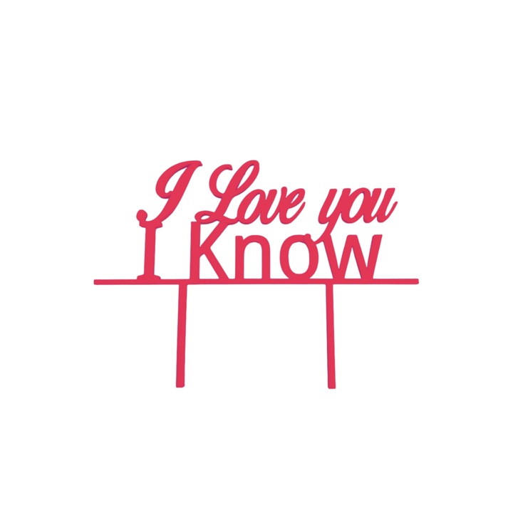 Tortadísz, "I LOVE YOU I KNOW" topper Star wars romance, intergalaktikus szerelem 12,5 x 17,5 cm málna rózsaszín