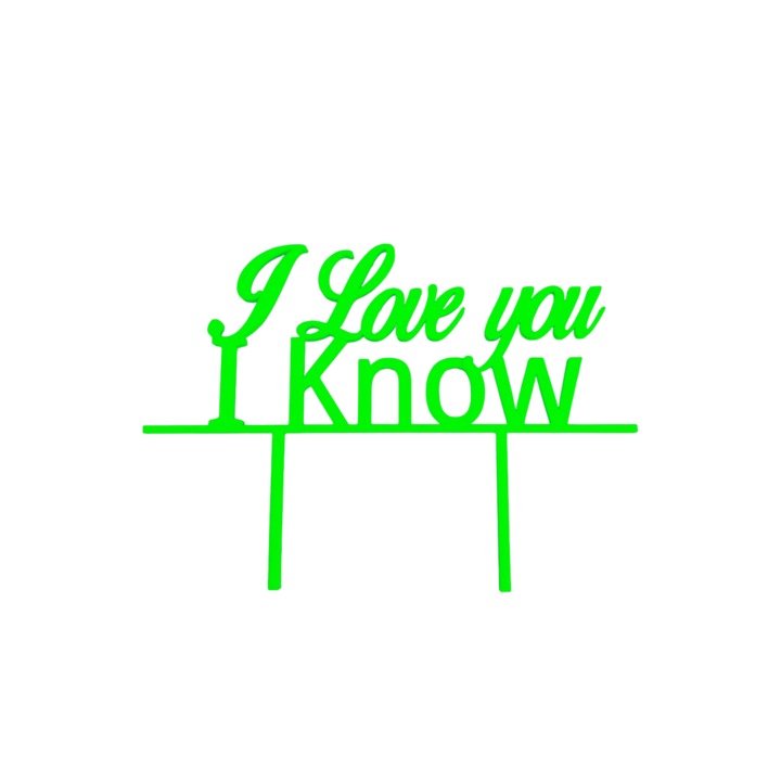 Tortadísz, "I LOVE YOU I KNOW" topper Star wars romantika, intergalaktikus szerelem 12,5 x 17,5 cm zöld