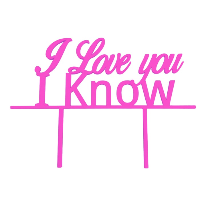 Decoratiune tort, "I LOVE YOU I KNOW" topper Star wars romance, iubire intergalactica 12,5 x 17,5 cm mov deschis