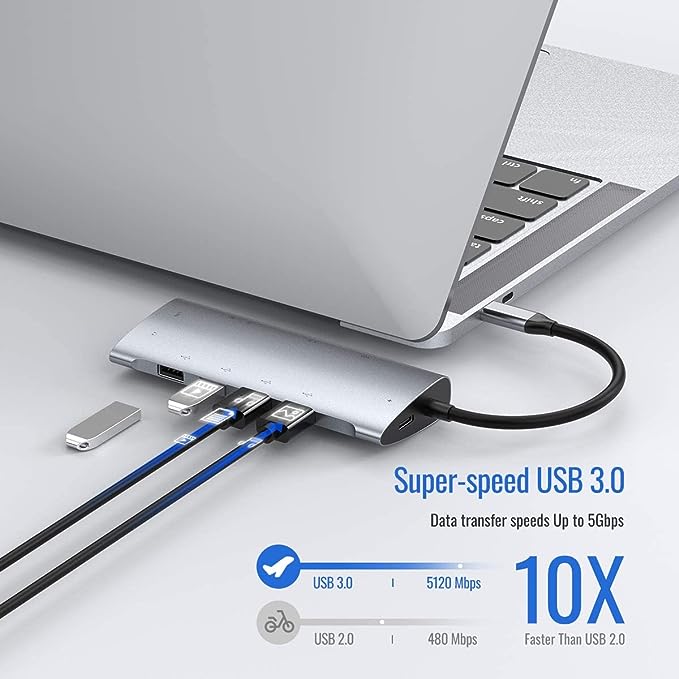 Докинг станция 11 в 1 с HDMI 4K, VGA, USB-C 100W PD, 1 USB-A, 3 USB 3.0 ...