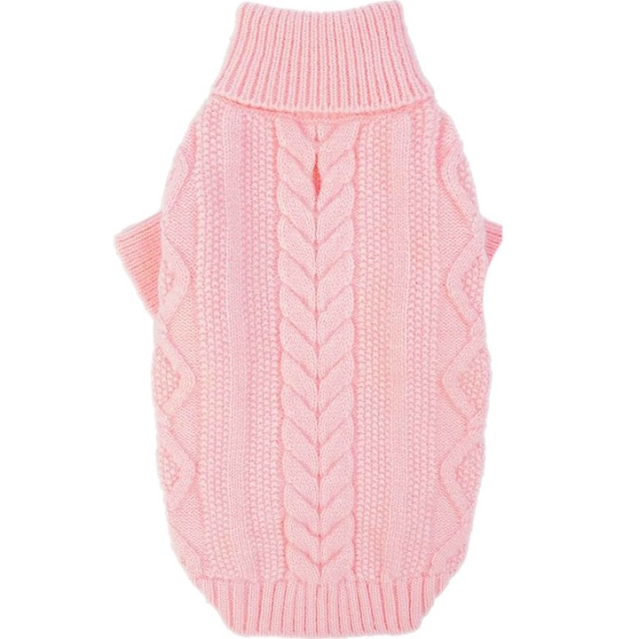 Pulover tricotat pentru caini si pisici, confortabil pentru animale de companie, ideal pentru sezonul rece, Marimea M, Roz, Fish & Paws ®