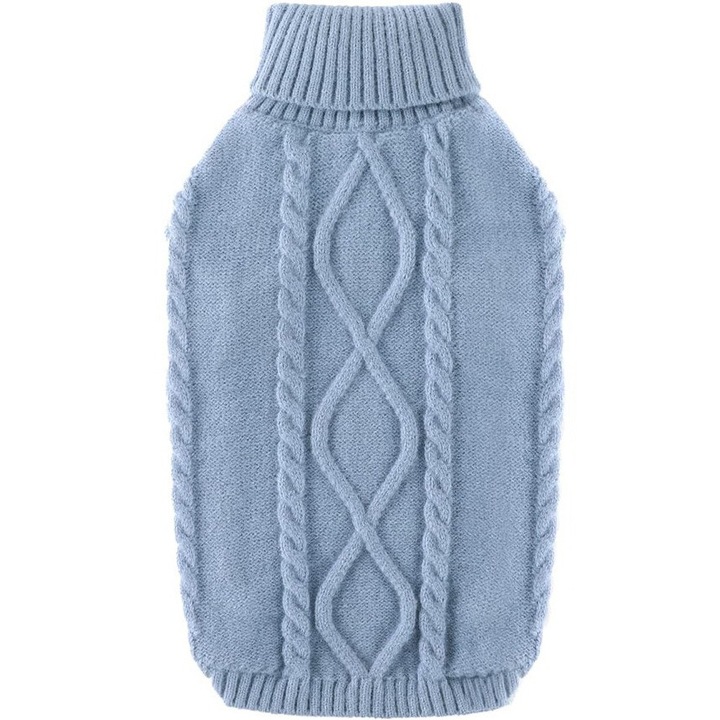 Pulover tricotat pentru caini si pisici, confortabil pentru animale de companie, ideal pentru sezonul rece, Marimea M, Albastru, Fish & Paws ®